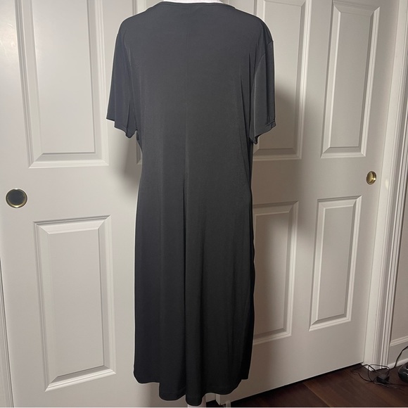 Lane Bryant Faux Wrap Short Sleeve Dress Slinky V-Neck Pullover Cap Sleeve sz 18 - Picture 3 of 11
